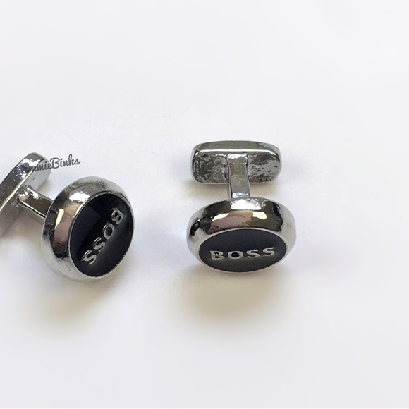 ✨3for$38 New Silver & Black Boss Cufflinks / Men’s Accessories BOSS - Picture 3 of 7